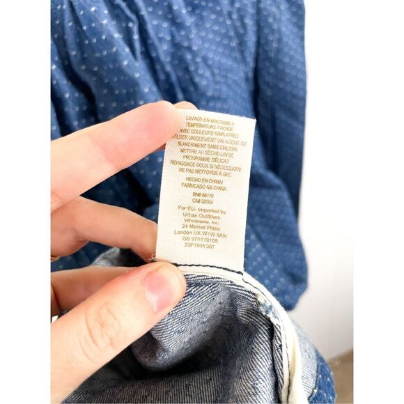 Free People Polka Dot Denim Bustier Mini Dress PLL Size S - Picture 10 of 16